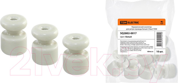 Изображение товара Декоративный изолятор TDM SQ2802-0017 (10шт, белый)