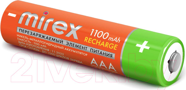Изображение товара Комплект аккумуляторов Mirex AAA 1100мАч / 23702-HR03-11-E4 (4шт)