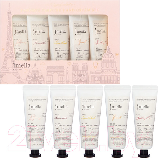 Изображение товара Набор косметики для тела Jmella In France Favorite Perfume Hand Cream Set Крем для рук (5x50мл)