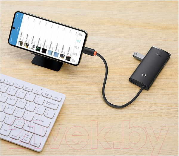 Изображение товара USB-хаб Baseus Lite Series 6-Port Type-C HUB Docking Station / WKQX050001 (черный)