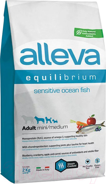 Изображение товара Сухой корм для собак Alleva Equilibrium Сенситив с океанической рыбой / P6007 (2кг)