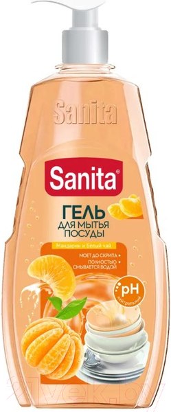 Изображение товара Средство для мытья посуды SANITA Мандарин и белый чай (900г)