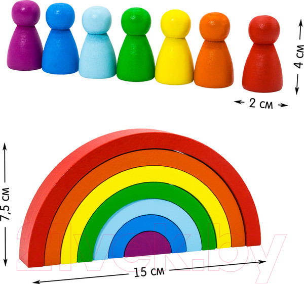 Изображение товара Развивающий игровой набор Alatoys Пирамидка. Радуга / ПСТ07