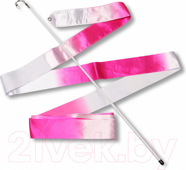 Изображение товара Лента для художественной гимнастики с палочкой Indigo Sport АВ236-14 (56см, белый/розовый)