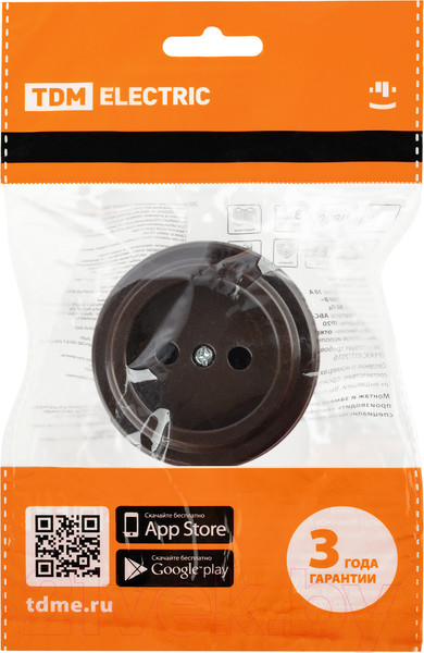 Изображение товара Розетка TDM Виви SQ1820-1416 (коричневая)