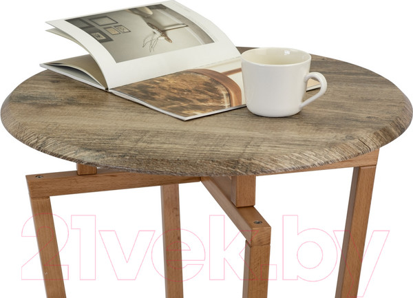 Изображение товара Журнальный столик Мебелик Рилле 440 (дуб крымский состаренный/бук)