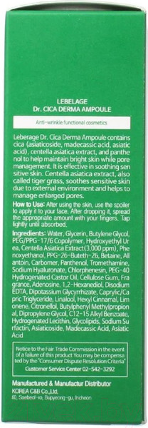 Изображение товара Сыворотка для лица Lebelage Dr.Cica Derma Ampoule успокаивающая (30мл)