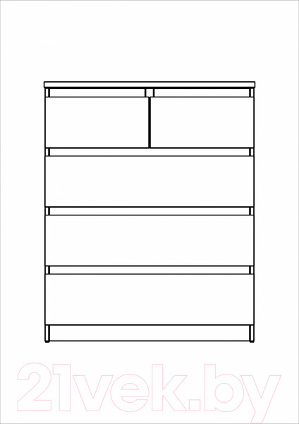 Изображение товара Комод Mio Tesoro Мальта 5 ящиков 80x99 2.05.02.080.5 (дуб венге)