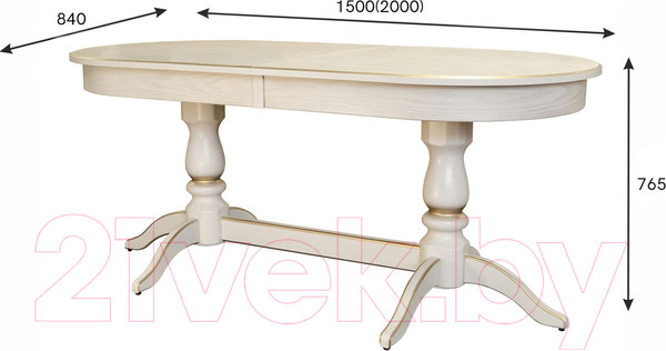 Изображение товара Обеденный стол Мебелик Тарун 3 (слоновая кость/золото)