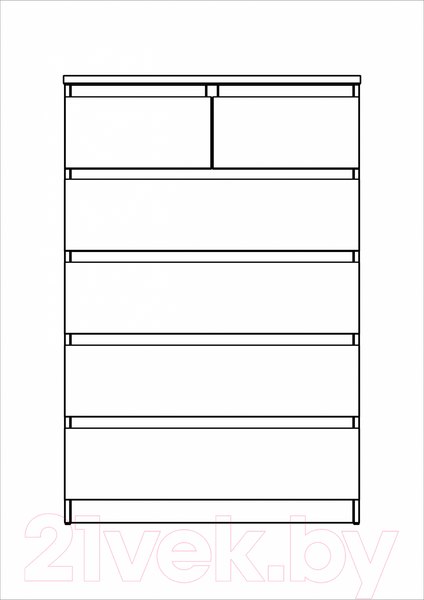 Изображение товара Комод Mio Tesoro Мальта 6 ящиков 80x121 2.05.02.100.1 (белый)