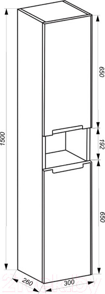 Изображение товара Шкаф-пенал для ванной ЗОВ Софи 150 / SP150MW0MAGVA (адриатик)