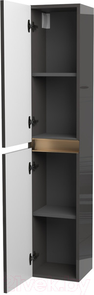 Изображение товара Шкаф-пенал для ванной ЗОВ Софи 150 / SP150MWFMLGVG (грифель глянец)