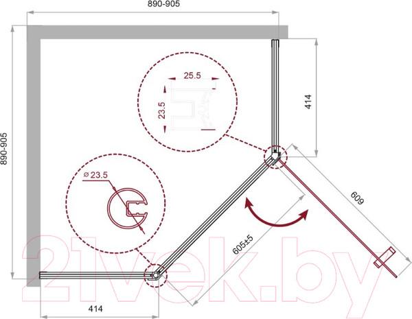 Изображение товара Душевой уголок BelBagno UNO-195-P-1-90-C-NERO