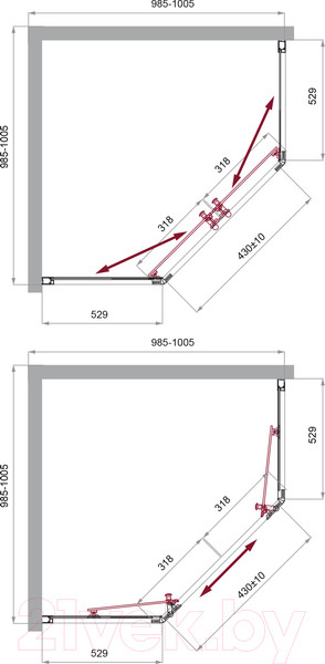 Изображение товара Душевой уголок BelBagno UNO-195-P-2-100-C-Cr