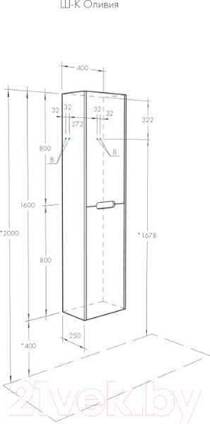 Изображение товара Шкаф-пенал для ванной Акватон Оливия (1A254603OL010)
