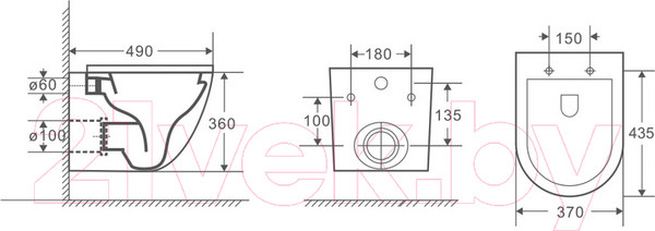 Изображение товара Унитаз подвесной Grossman GR-4455SQ (с сиденьем)