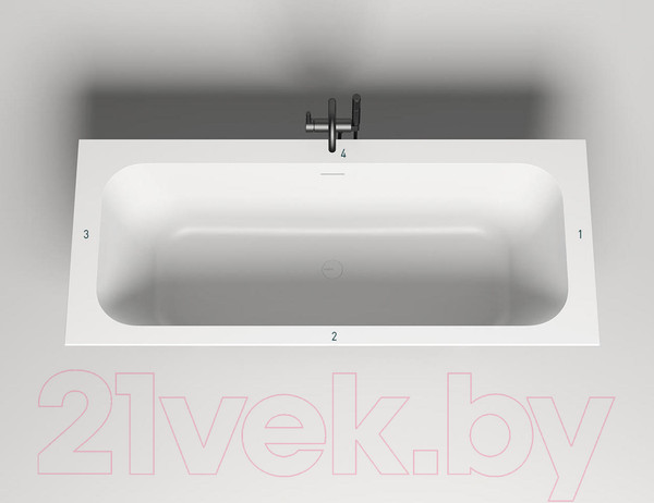 Изображение товара Ванна из искусственного мрамора Salini Ornella Axis Kit 190x90 / 103522M (S-Stone, матовый)