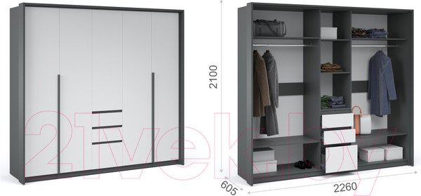 Изображение товара Паспарту для шкафа Империал Мишель для 5-ти дверного (антрацит)