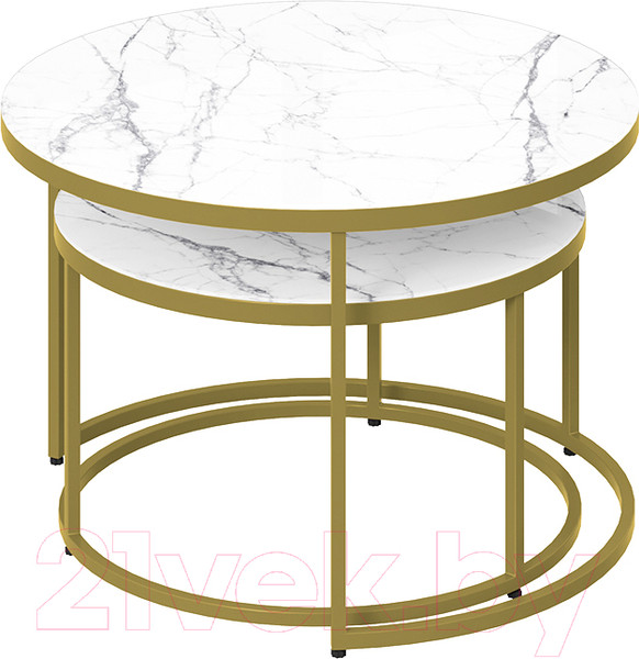 Изображение товара Журнальный столик ТриЯ Вега (золото/стекло белый мрамор)