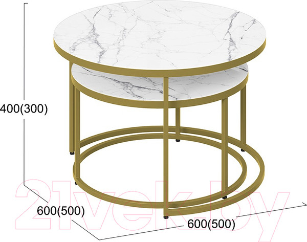Изображение товара Журнальный столик ТриЯ Вега (золото/стекло белый мрамор)