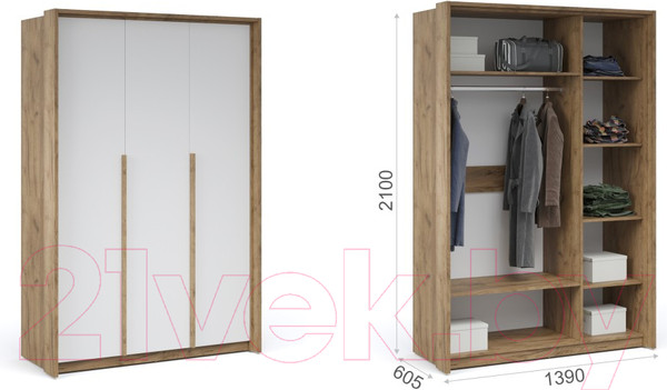 Изображение товара Паспарту для шкафа Империал Мишель для 3-х дверного (дуб крафт золотой)