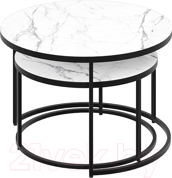 Изображение товара Журнальный столик ТриЯ Вега (черный/стекло белый мрамор)