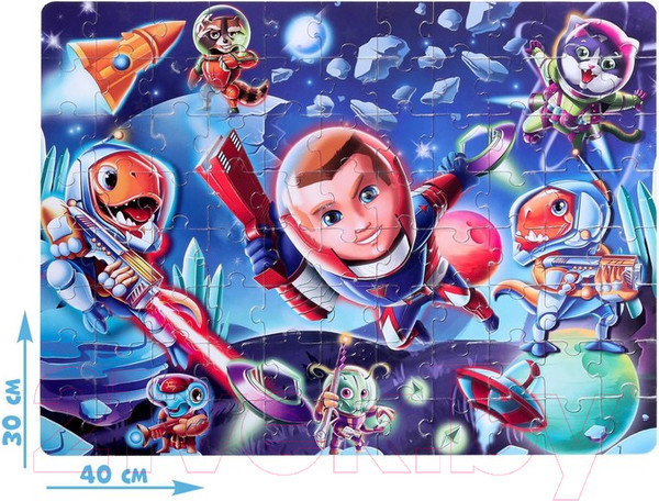 Изображение товара Пазл Puzzle Time Светящийся в темноте Космический десант / 4659850 (88эл)