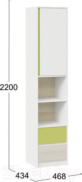 Изображение товара Шкаф-пенал ТриЯ Сканди СМ-386.07.20-20 (дуб гарден/белый/зеленый)