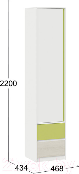 Изображение товара Шкаф-пенал ТриЯ Сканди СМ-386.07.21-20 (дуб гарден/белый/зеленый)