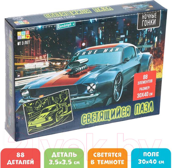 Изображение товара Пазл Puzzle Time Светящийся Ночные гонки / 5664462 (88эл)