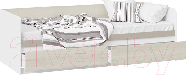 Изображение товара Кровать-тахта ТриЯ Сканди СМ-386.12.002 (дуб гарден/белый/глиняный серый)