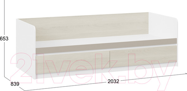 Изображение товара Кровать-тахта ТриЯ Сканди СМ-386.12.002 (дуб гарден/белый/глиняный серый)