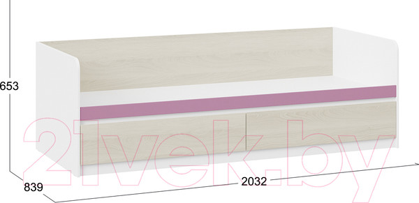 Изображение товара Кровать-тахта ТриЯ Сканди СМ-386.12.002 (дуб гарден/белый/лиловый)