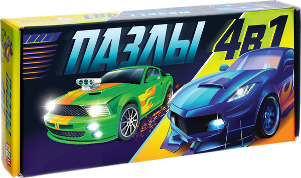 Изображение товара Набор пазлов Puzzle Time С фигурными пазлами Ночные гонки 4 в 1 / 7882445