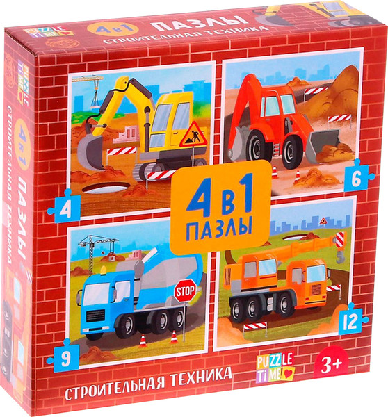 Изображение товара Развивающая игра Puzzle Time Строительная техника 4 в 1 / 5411908