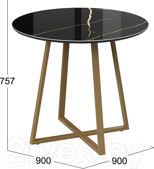 Изображение товара Обеденный стол ТриЯ Милан тип 1 (золотой муар/стекло глянцевое черный мрамор)