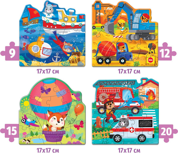 Изображение товара Развивающая игра Puzzle Time Транспорт 4 в 1 / 7403718