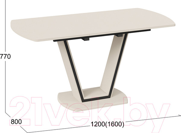 Изображение товара Обеденный стол ТриЯ Дели тип 2 (бежевый софт/стекло матовое бежевое)