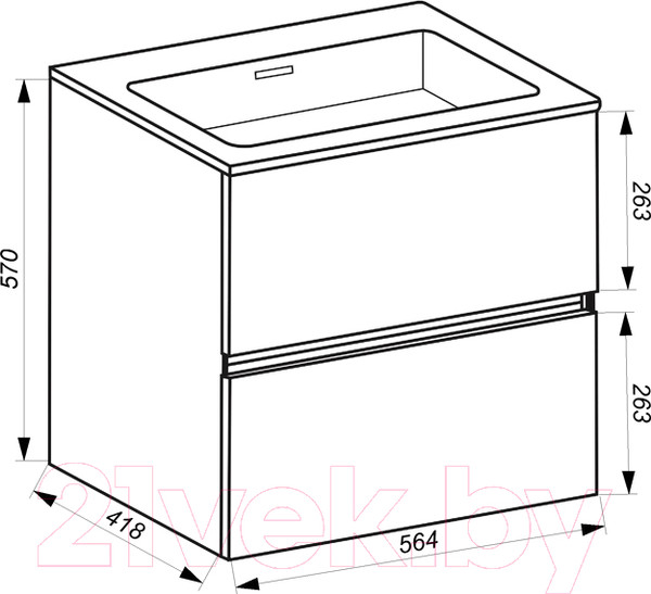 Изображение товара Тумба с умывальником ЗОВ Софи 60 / S60MW0MAGVA-SU60 (адриатик)