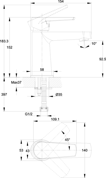 Изображение товара Смеситель Cersanit Moduo 64094