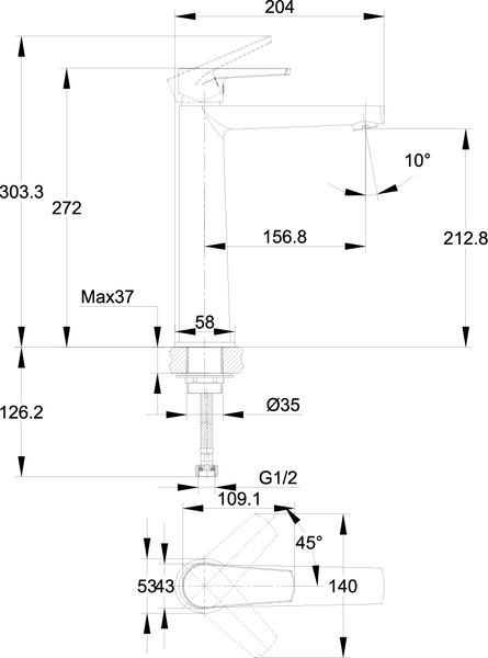 Изображение товара Смеситель Cersanit Moduo 64095