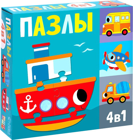 Изображение товара Развивающая игра Puzzle Time Едем, летим, плывем 4 в 1 / 7503570