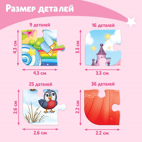 Изображение товара Пазл Puzzle Time Милые принцессы 4 в 1 / 4613172
