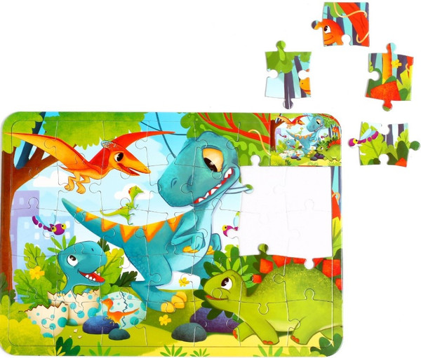 Изображение товара Развивающая игра Puzzle Time Мир динозавров С раскраской / 4659718 (34эл)
