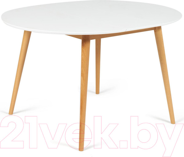 Изображение товара Обеденный стол Tetchair Боско круглый раскладной (белый/натуральный)
