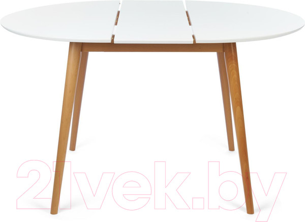 Изображение товара Обеденный стол Tetchair Боско круглый раскладной (белый/натуральный)