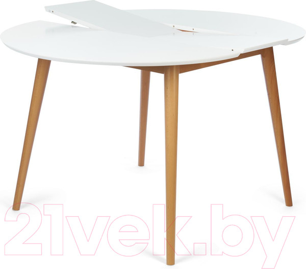 Изображение товара Обеденный стол Tetchair Боско круглый раскладной (белый/натуральный)