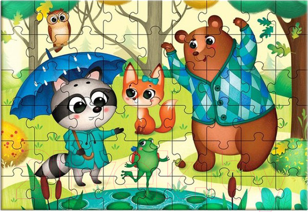 Изображение товара Пазл Puzzle Time В елочном шаре Веселые зверята / 4923774 (54эл)