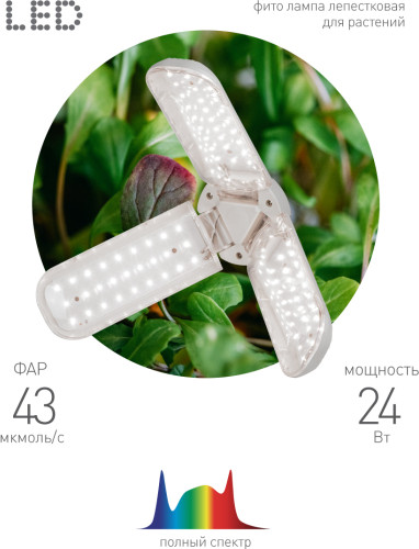 Изображение товара Светильник для растений ЭРА FITO-24W-Ra90-E27-FOLD / Б0057285