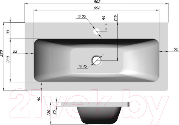 Изображение товара Умывальник BelBagno BB800/380-LV-MR-ETN
